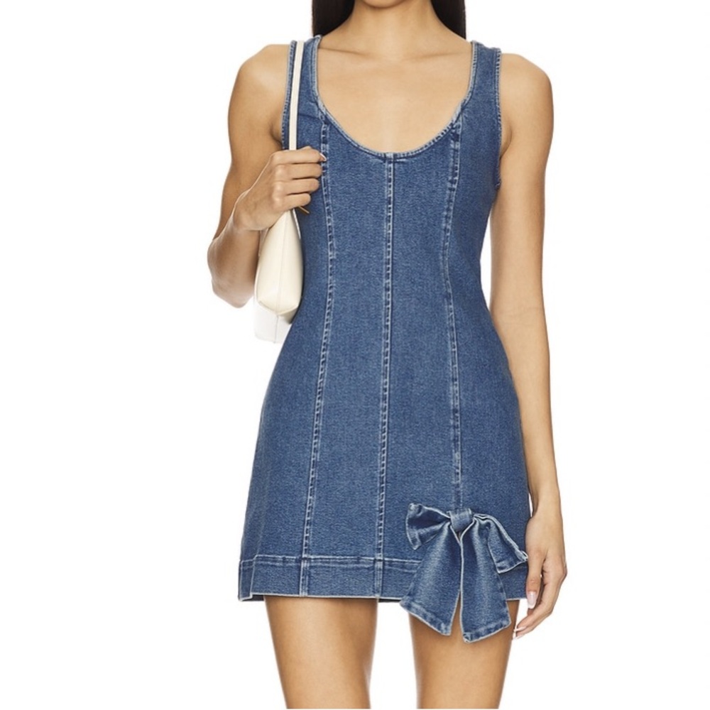 Show Me Your MuMu Blue Denim Mini Dress with Bow